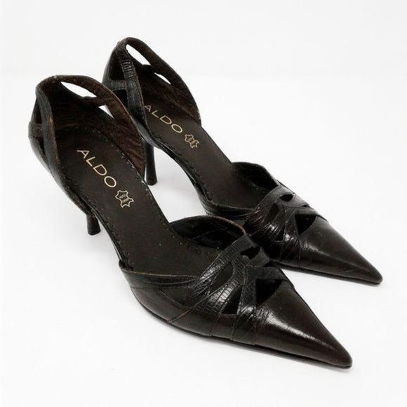 Aldo Shoes Aldo Lasercut Leather Pointy Toe Kitten Heel Poshmark